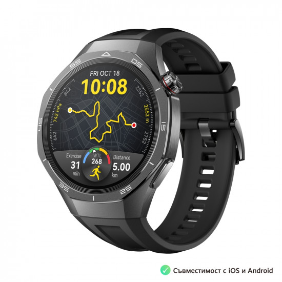 Часовник Huawei Watch GT5 Pro Vili-B29F, 1.43", Amoled, 466x466, PPI 326, BT5.2, BLE/BR/EDR, 524mAh, 40-meter free diving, HUAWEI TruSense System, ECG analysis, Battery life up to 14 days, Compatible with iOS and Android devices, Black Fluoroelastome Часовник Huawei Watch GT5 Pro Vili-B29F, 1.43", Amoled, 466x466, PPI 326, BT5.2, BLE/BR/EDR, 524mAh, 40-meter free diving, HUAWEI TruSense System, ECG analysis, Battery life up to 14 days, Compatible with iOS and Android devices, Black Fluoroelastome
