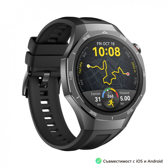 Часовник Huawei Watch GT5 Pro Vili-B29F, 1.43", Amoled, 466x466, PPI 326, BT5.2, BLE/BR/EDR, 524mAh, 40-meter free diving, HUAWEI TruSense System, ECG analysis, Battery life up to 14 days, Compatible with iOS and Android devices, Black Fluoroelastome Часовник Huawei Watch GT5 Pro Vili-B29F, 1.43", Amoled, 466x466, PPI 326, BT5.2, BLE/BR/EDR, 524mAh, 40-meter free diving, HUAWEI TruSense System, ECG analysis, Battery life up to 14 days, Compatible with iOS and Android devices, Black Fluoroelastome