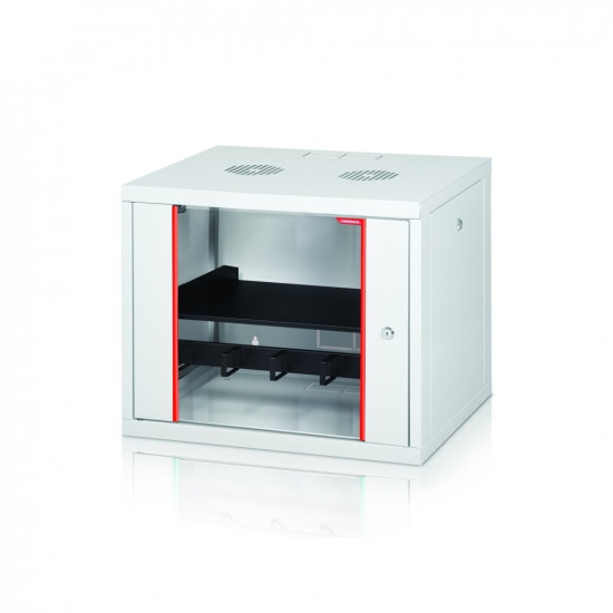 Formrack 19" Wall Mounted rack 9U 555/450mm, removable locking sides, height: 460mm, loading capacity: 100kg., tempered glass door, 19" front rails (back rails optionable) Formrack 19" Wall Mounted rack 9U 555/450mm, removable locking sides, height: 460mm, loading capacity: 100kg., tempered glass door, 19" front rails (back rails optionable)