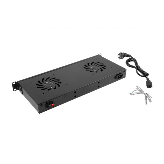 Lanberg 19" fan unit / ventilation panel with lcd 2 fans + thermostat, 230V, black Lanberg 19" fan unit / ventilation panel with lcd 2 fans + thermostat, 230V, black