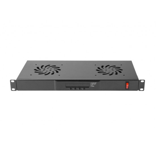 Lanberg 19" fan unit / ventilation panel with lcd 2 fans + thermostat, 230V, black Lanberg 19" fan unit / ventilation panel with lcd 2 fans + thermostat, 230V, black