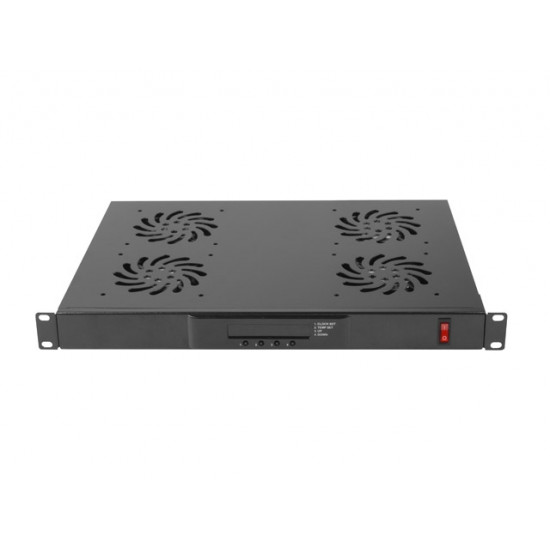 Lanberg 19" fan unit / ventilation panel with lcd 4 fans + thermostat, 230V, black