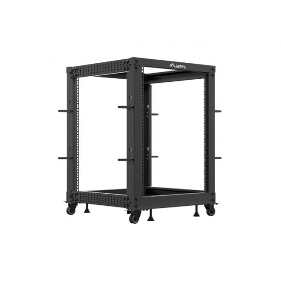 Lanberg open rack 19" 15U 600x600-1100 adjustable black