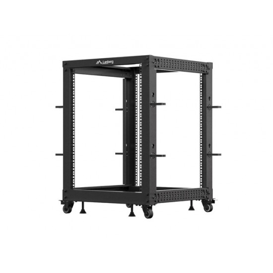 Lanberg open rack 19" 15U 600x600-1100 adjustable black