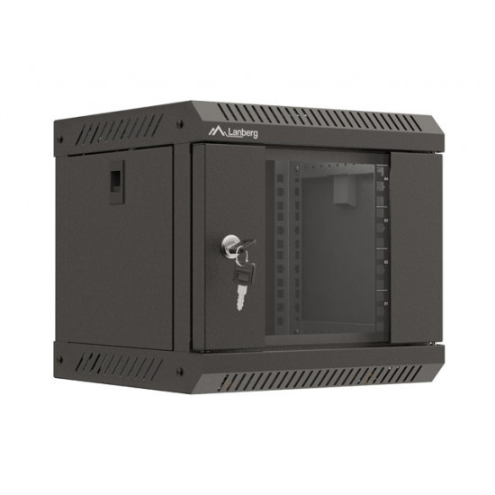 Lanberg rack cabinet 10" wall-mount 4U/300x300 (flat pack) with glass door black Lanberg rack cabinet 10" wall-mount 4U/300x300 (flat pack) with glass door black