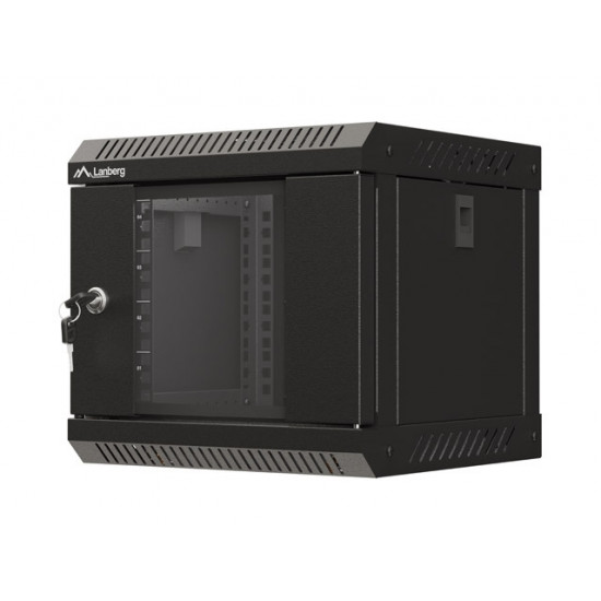Lanberg rack cabinet 10" wall-mount 4U/300x300 (flat pack) with glass door black Lanberg rack cabinet 10" wall-mount 4U/300x300 (flat pack) with glass door black