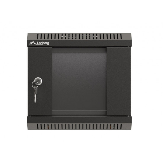 Lanberg rack cabinet 10" wall-mount 4U/300x300 (flat pack) with glass door black Lanberg rack cabinet 10" wall-mount 4U/300x300 (flat pack) with glass door black