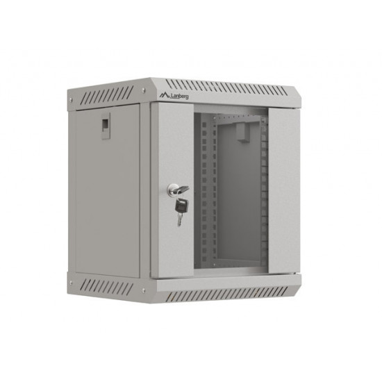 Lanberg rack cabinet 10" wall-mount 6U/300x300 (flat pack) with glass door grey