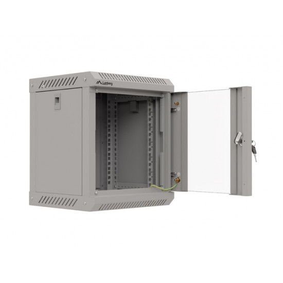 Lanberg rack cabinet 10" wall-mount 6U/300x300 (flat pack) with glass door grey