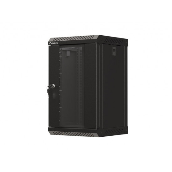 Lanberg rack cabinet 10" wall-mount 9U/300x300 (flat pack) with glass door black Lanberg rack cabinet 10" wall-mount 9U/300x300 (flat pack) with glass door black