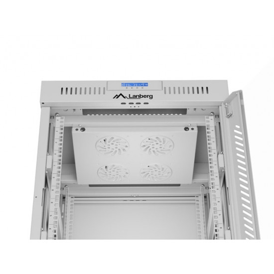 Lanberg rack cabinet 19" free-standing 15U/600x600 (flat pack) with glass door lcd grey v2