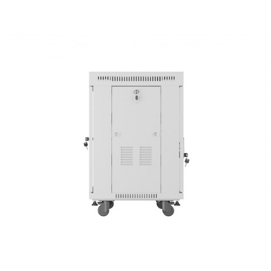 Lanberg rack cabinet 19" free-standing 15U/600x600 (flat pack) with glass door lcd grey v2