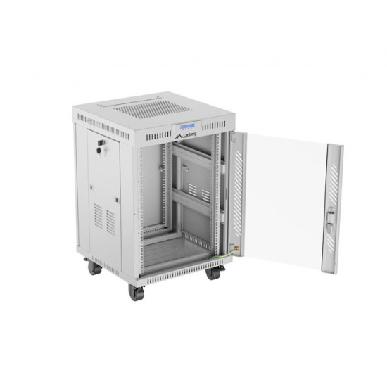 Lanberg rack cabinet 19" free-standing 15U/600x600 (flat pack) with glass door lcd grey v2