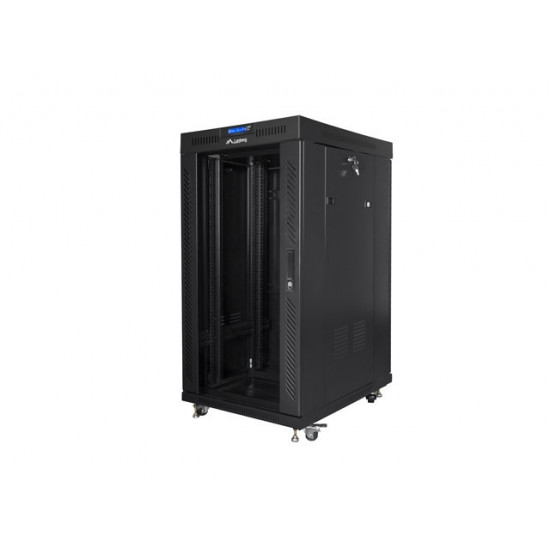 Lanberg rack cabinet 19" free-standing 22U/800x800 (flat pack) with glass door lcd black v2 Lanberg rack cabinet 19" free-standing 22U/800x800 (flat pack) with glass door lcd black v2