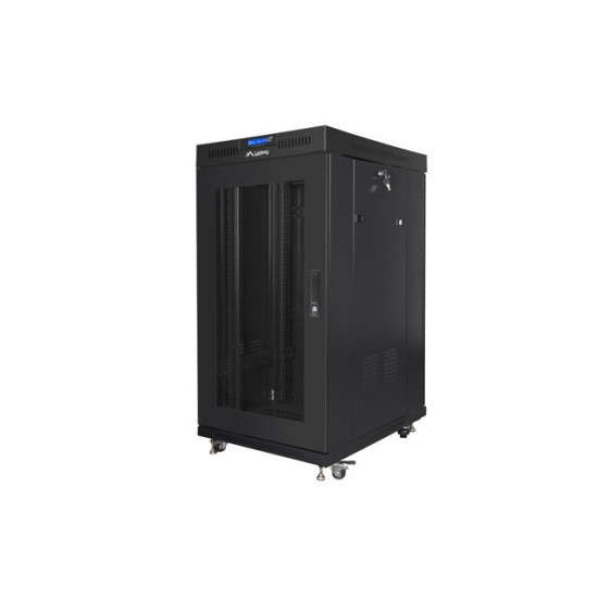 Lanberg rack cabinet 19" free-standing 22U/800x800 (flat pack) with glass door lcd black v2 Lanberg rack cabinet 19" free-standing 22U/800x800 (flat pack) with glass door lcd black v2