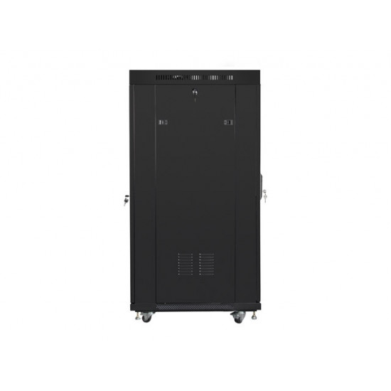Lanberg rack cabinet 19" free-standing 27U / 600x800 self-assembly flat pack with glass door LCD, black
