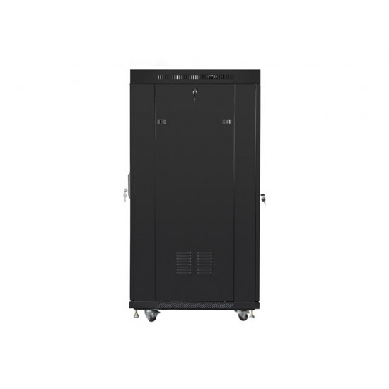 Lanberg rack cabinet 19" free-standing 27U / 600x800 self-assembly flat pack with glass door LCD, black