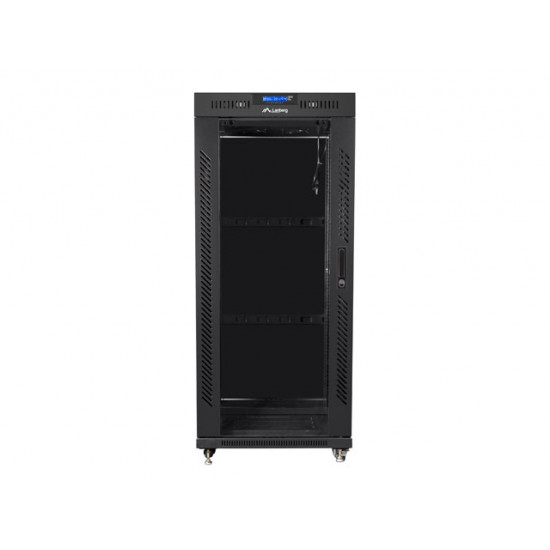 Lanberg rack cabinet 19" free-standing 27U / 600x800 self-assembly flat pack with glass door LCD, black