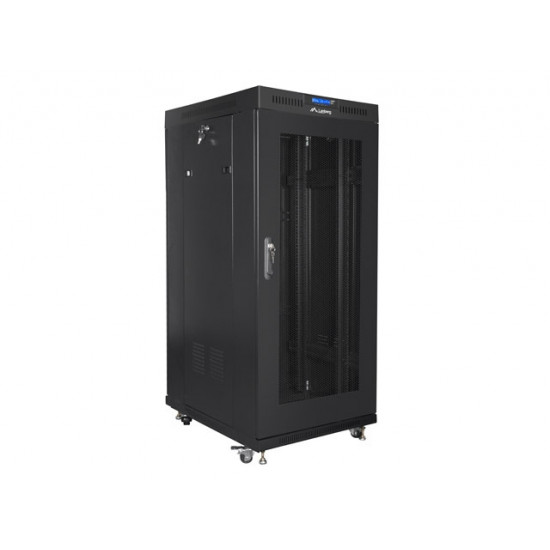 Lanberg rack cabinet 19" free-standing 27U / 600x800 self-assembly flat pack with mesh door LCD, black