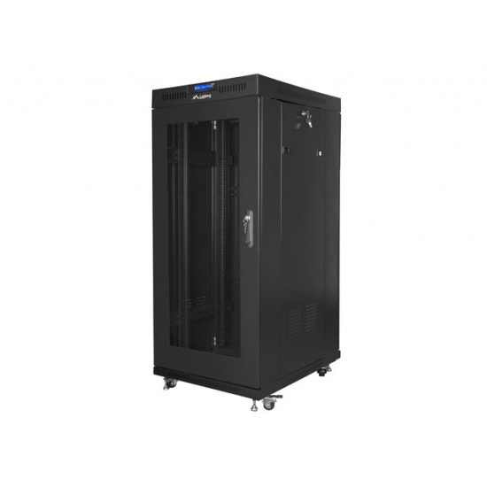 Lanberg rack cabinet 19" free-standing 27U / 600x800 self-assembly flat pack with mesh door LCD, black