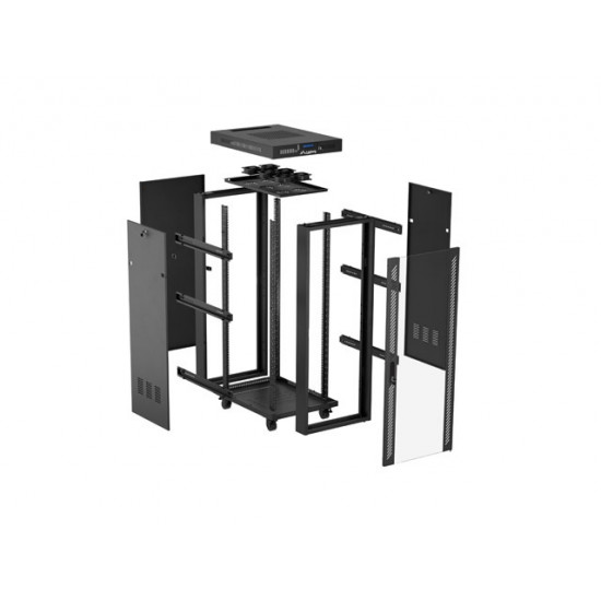 Lanberg rack cabinet 19" free-standing 32U/600X1000 (FLAT PACK) with glass door LCD black