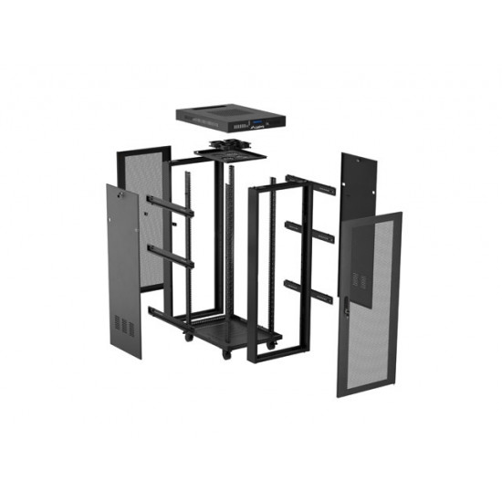 Lanberg rack cabinet 19" free-standing 32U/600X800 (FLAT PACK) with mesh door LCD black