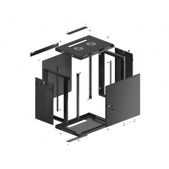 Lanberg rack cabinet 19" wall-mount 12U/600x450 for self-assembly with metal door black (flat pack) Lanberg rack cabinet 19" wall-mount 12U/600x450 for self-assembly with metal door black (flat pack)