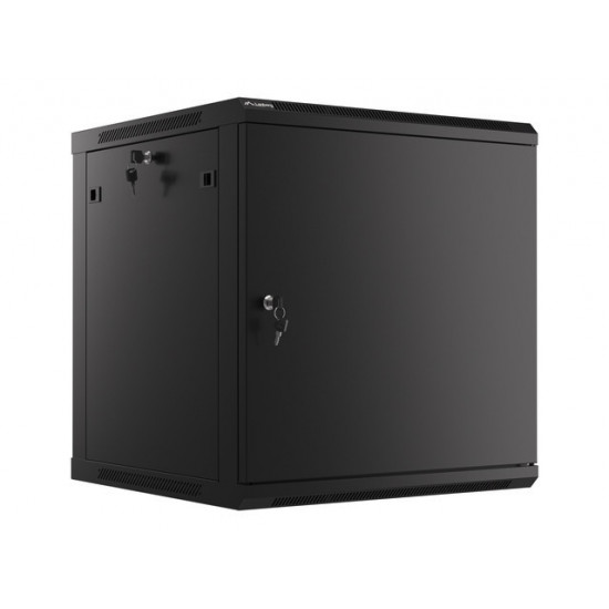 Lanberg rack cabinet 19" wall-mount 12U/600x600 for self-assembly with metal door black (flat pack)