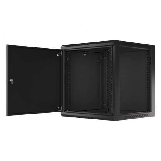 Lanberg rack cabinet 19" wall-mount 12U/600x600 for self-assembly with metal door black (flat pack)