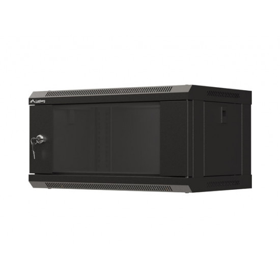 Lanberg rack cabinet 19" wall-mount 4U/540x350 (flat pack) with glass door black Lanberg rack cabinet 19" wall-mount 4U/540x350 (flat pack) with glass door black
