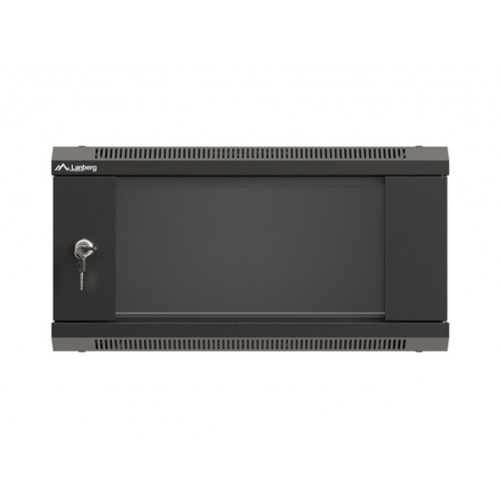 Lanberg rack cabinet 19" wall-mount 4U/540x350 (flat pack) with glass door black Lanberg rack cabinet 19" wall-mount 4U/540x350 (flat pack) with glass door black