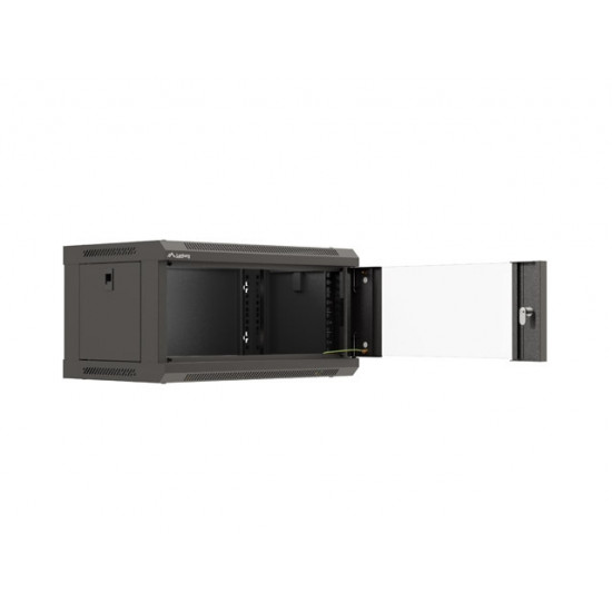 Lanberg rack cabinet 19" wall-mount 4U/540x350 (flat pack) with glass door black Lanberg rack cabinet 19" wall-mount 4U/540x350 (flat pack) with glass door black