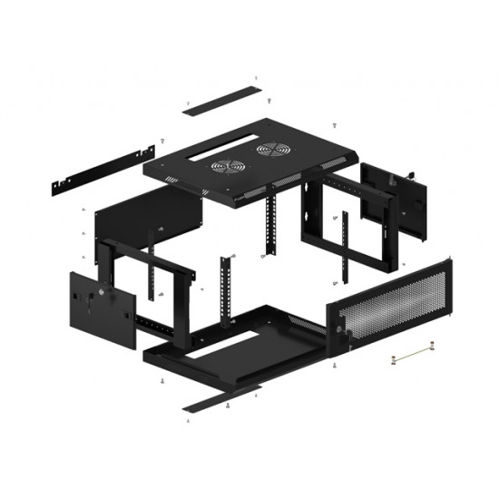 Lanberg rack cabinet 19" wall-mount 4U/600x450 with perforated door black (flat pack) Lanberg rack cabinet 19" wall-mount 4U/600x450 with perforated door black (flat pack)