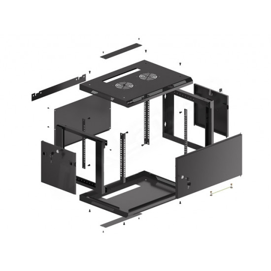 Lanberg rack cabinet 19" wall-mount 6U/600x450 for self-assembly with metal door black (flat pack) Lanberg rack cabinet 19" wall-mount 6U/600x450 for self-assembly with metal door black (flat pack)