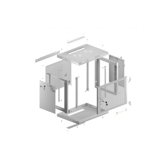 Lanberg rack cabinet 19" wall-mount 9U/600x450 with perforated door grey (flat pack) Lanberg rack cabinet 19" wall-mount 9U/600x450 with perforated door grey (flat pack)