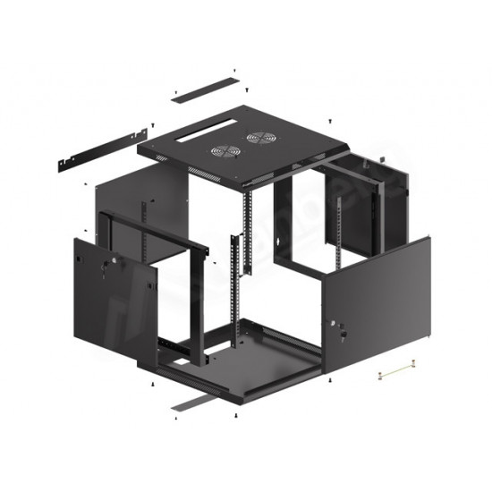 Lanberg rack cabinet 19" wall-mount 9U/600x600 for self-assembly with metal door black (flat pack) Lanberg rack cabinet 19" wall-mount 9U/600x600 for self-assembly with metal door black (flat pack)