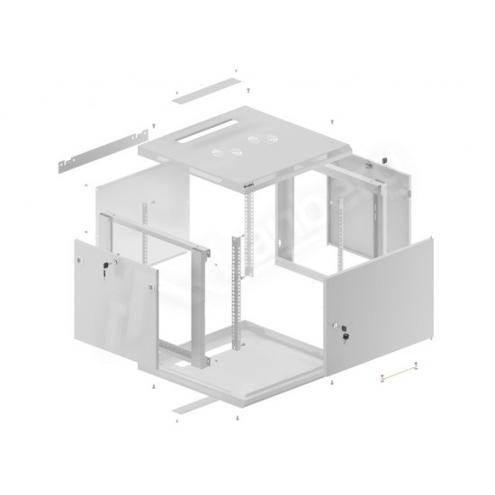 Lanberg rack cabinet 19" wall-mount 9U/600x600 for self-assembly with metal door grey (flat pack) Lanberg rack cabinet 19" wall-mount 9U/600x600 for self-assembly with metal door grey (flat pack)