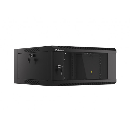 Lanberg rack cabinet 19" wall-mounted 4U 600 fast assembly (flat pack) black Lanberg rack cabinet 19" wall-mounted 4U 600 fast assembly (flat pack) black