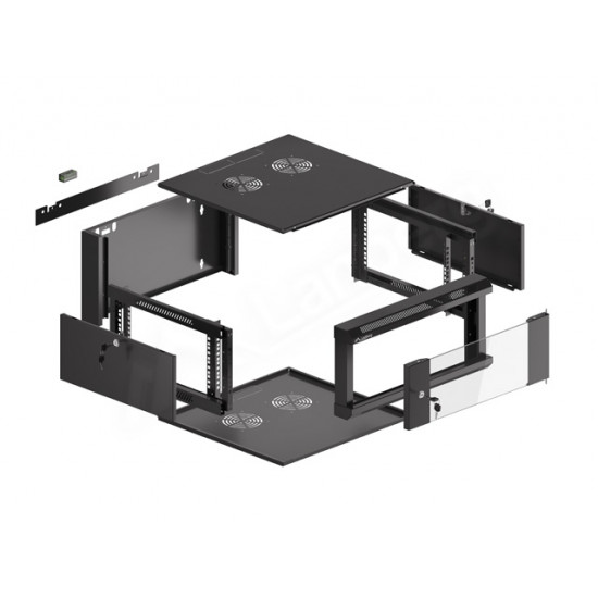 Lanberg rack cabinet 19" wall-mounted 4U 600 fast assembly (flat pack) black Lanberg rack cabinet 19" wall-mounted 4U 600 fast assembly (flat pack) black