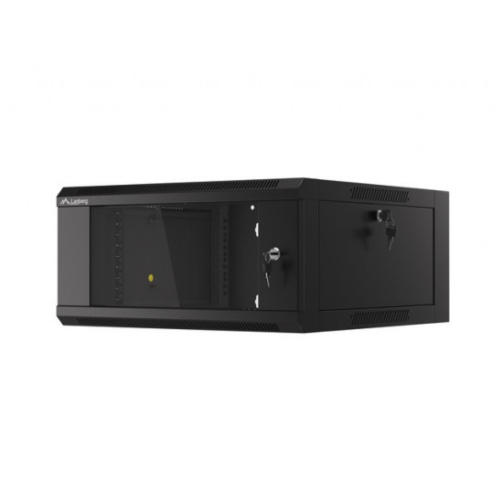 Lanberg rack cabinet 19" wall-mounted 4U 600 fast assembly (flat pack) black Lanberg rack cabinet 19" wall-mounted 4U 600 fast assembly (flat pack) black