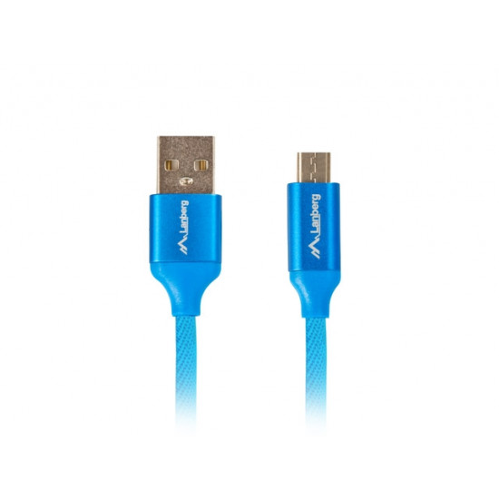 Lanberg USB MICRO-B (M)  ->  USB-A (M) 2.0 cable 1.8m, blue premium QC 3.0