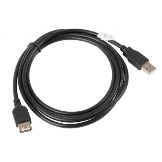 Lanberg extension cable USB 2.0 AM-AF, 1.8m, black Lanberg extension cable USB 2.0 AM-AF, 1.8m, black