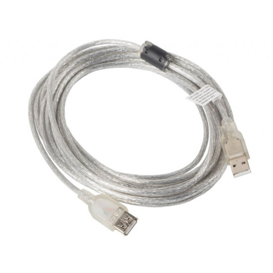Lanberg extension cable USB 2.0 AM-AF, 5m, transparent ferrite Lanberg extension cable USB 2.0 AM-AF, 5m, transparent ferrite