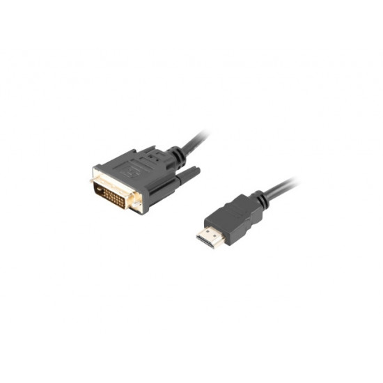Lanberg HDMI (M) -> DVI-D (M) (24+1) cable 1.8m, dual link, with gold-plated 4K connectors, black Lanberg HDMI (M) -> DVI-D (M) (24+1) cable 1.8m, dual link, with gold-plated 4K connectors, black