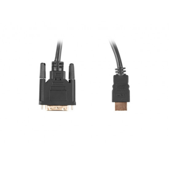 Lanberg HDMI (M) -> DVI-D (M) (24+1) cable 1.8m, dual link, with gold-plated 4K connectors, black Lanberg HDMI (M) -> DVI-D (M) (24+1) cable 1.8m, dual link, with gold-plated 4K connectors, black