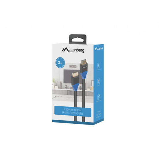Lanberg HDMI M/M V2.0 cable 3m 4K CU box, black Lanberg HDMI M/M V2.0 cable 3m 4K CU box, black