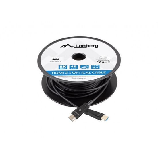 Lanberg HDMI M/M v2.1 cable 40m optical black aoc Lanberg HDMI M/M v2.1 cable 40m optical black aoc
