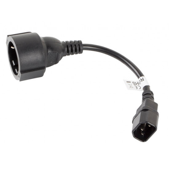 Lanberg extension power supply cable IEC 320 C14 -> Schuko (F) 20cm, black Lanberg extension power supply cable IEC 320 C14 -> Schuko (F) 20cm, black