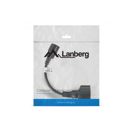 Lanberg extension power supply cable IEC 320 C14 -> Schuko (F) 20cm, black Lanberg extension power supply cable IEC 320 C14 -> Schuko (F) 20cm, black