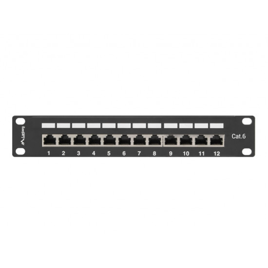 Lanberg patch panel 12port 1U 10" CAT.6 shielded, black Lanberg patch panel 12port 1U 10" CAT.6 shielded, black